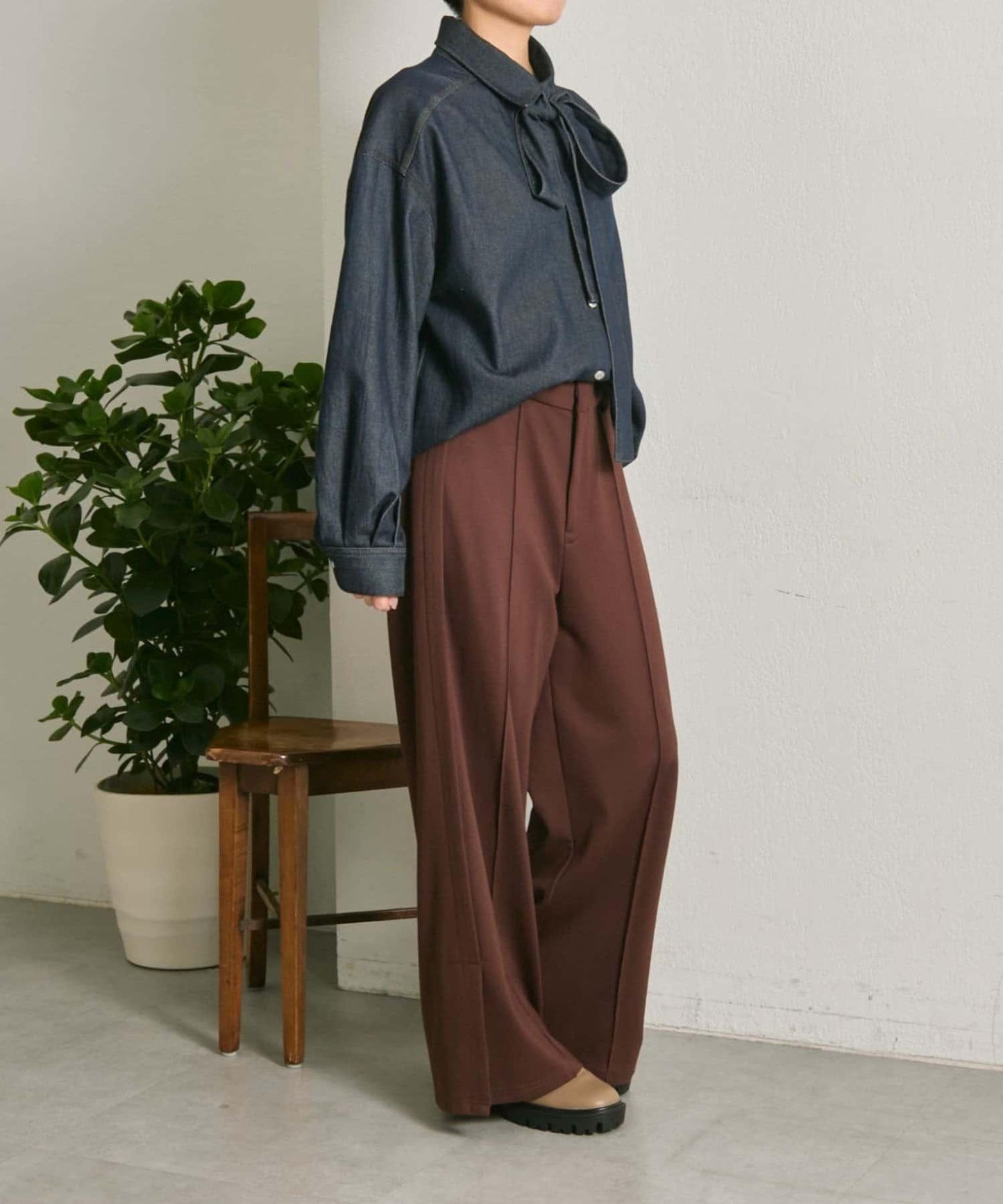 蝴蝶結可拆卸牛仔蝴蝶結襯衫【SUM1 STYLE】