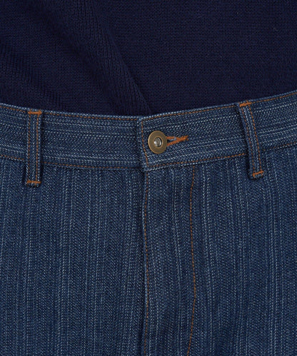 側褶棉質花呢長褲