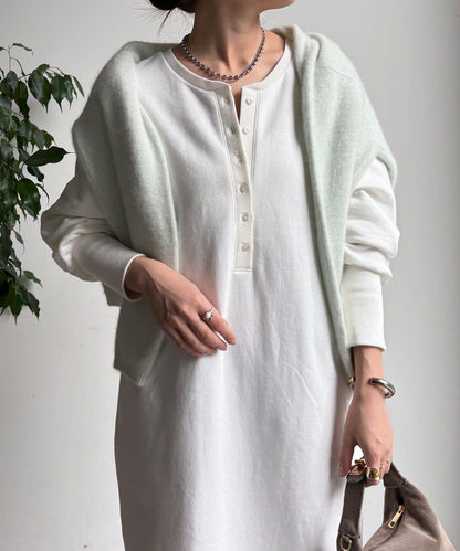 加絨加厚亨利領連衣裙