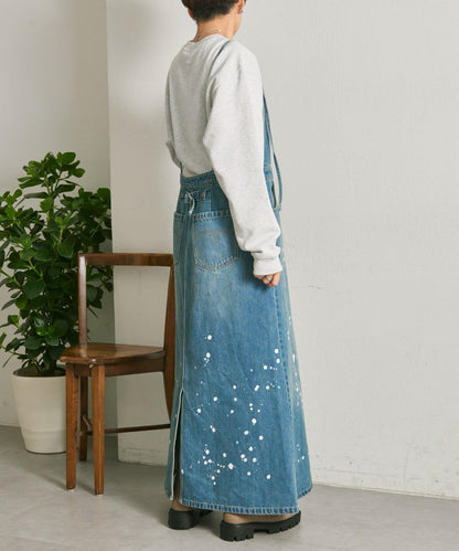 塗鴉牛仔吊帶連衣裙【SUM1 STYLE】