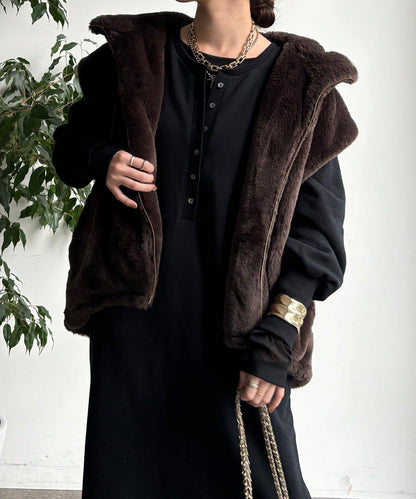 加絨加厚亨利領連衣裙