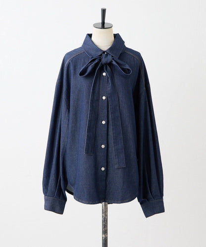 蝴蝶結可拆卸牛仔蝴蝶結襯衫【SUM1 STYLE】