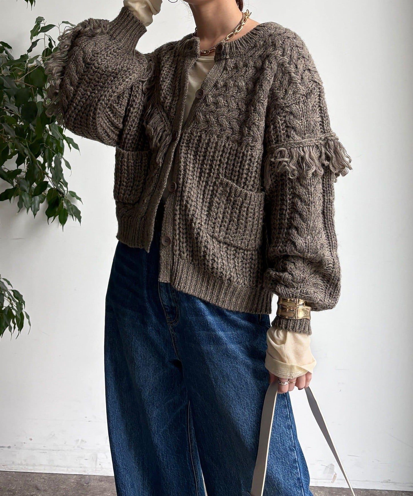 流蘇針織開衫