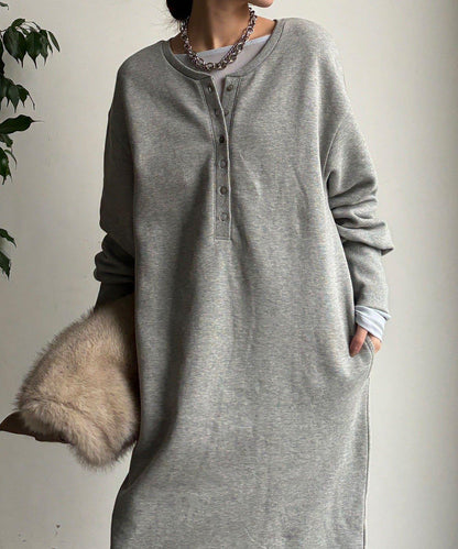 加絨加厚亨利領連衣裙