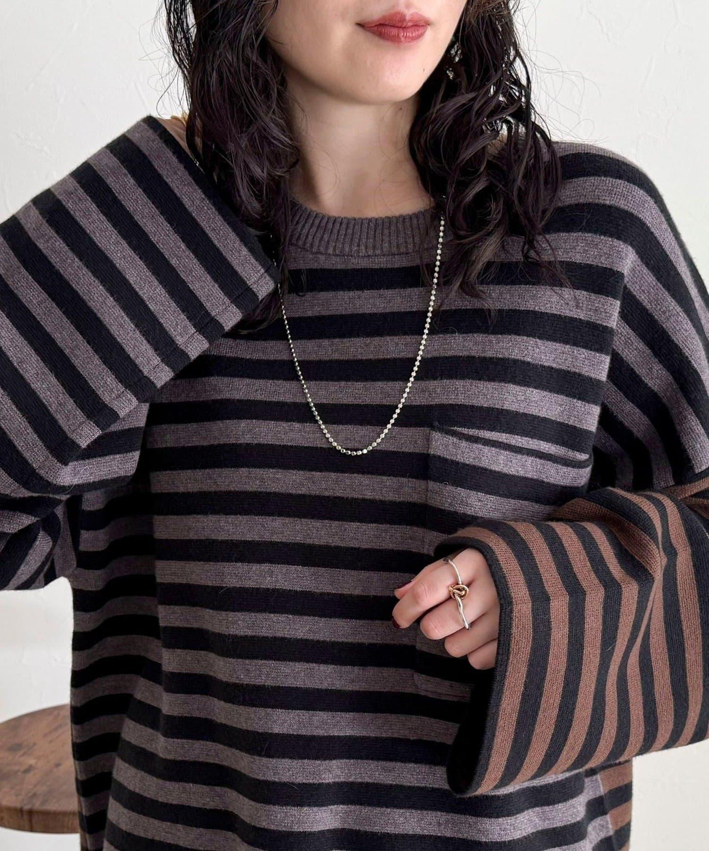 【GEVACO/ゲバコ】條紋針織套頭衫