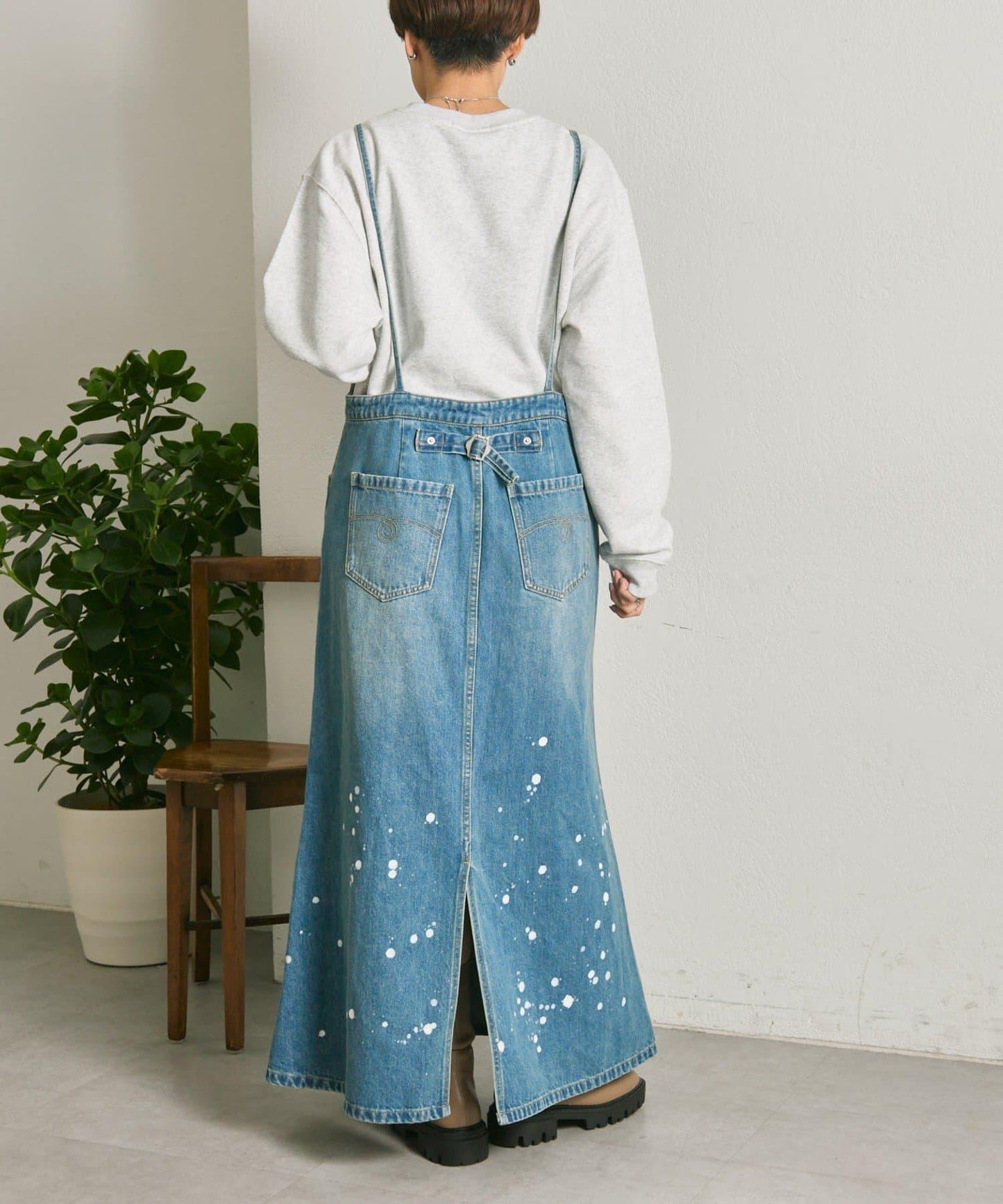 塗鴉牛仔吊帶連衣裙【SUM1 STYLE】