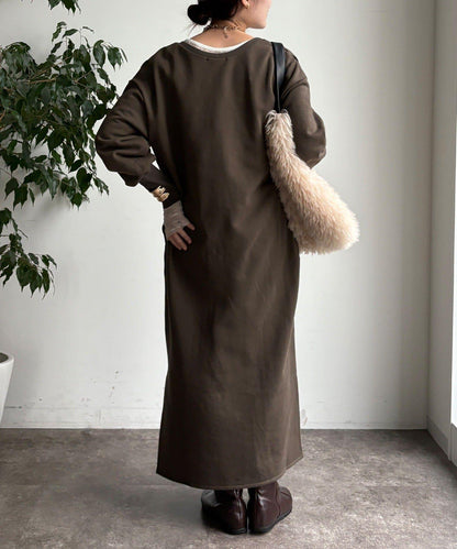 加絨加厚亨利領連衣裙