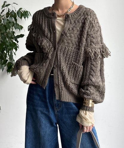 流蘇針織開衫