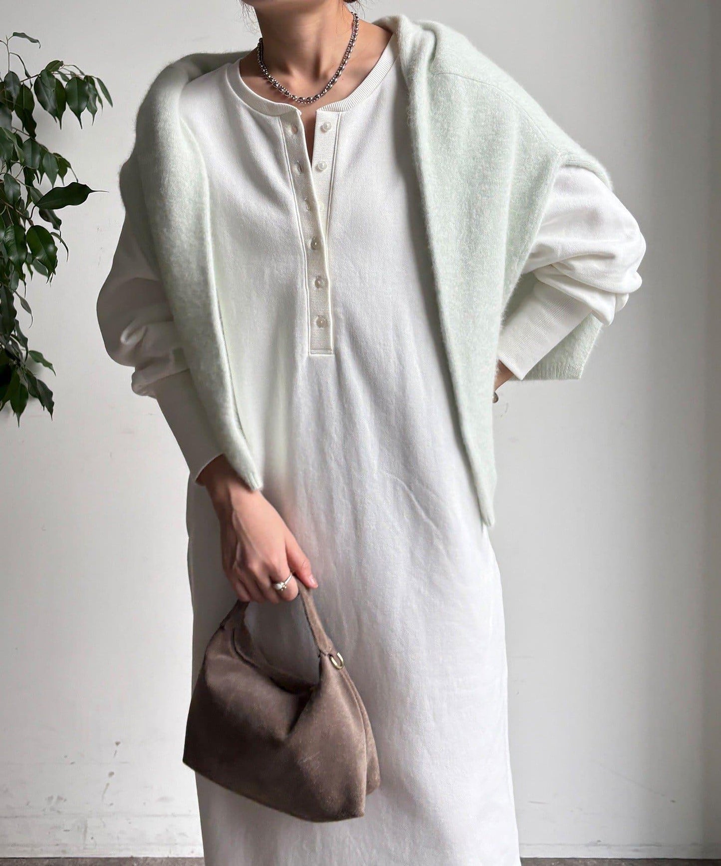 加絨加厚亨利領連衣裙