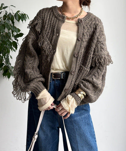 流蘇針織開衫