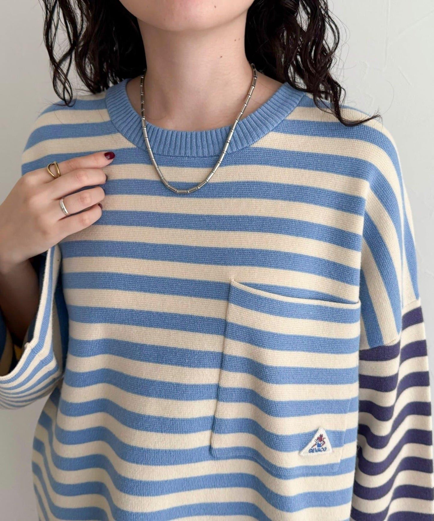 【GEVACO/ゲバコ】條紋針織套頭衫