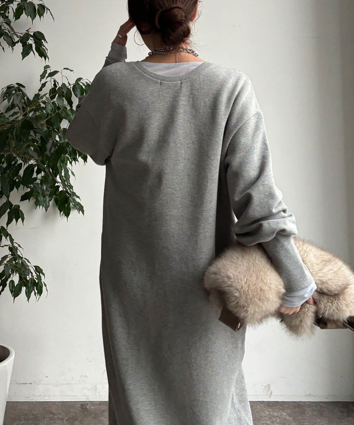 加絨加厚亨利領連衣裙