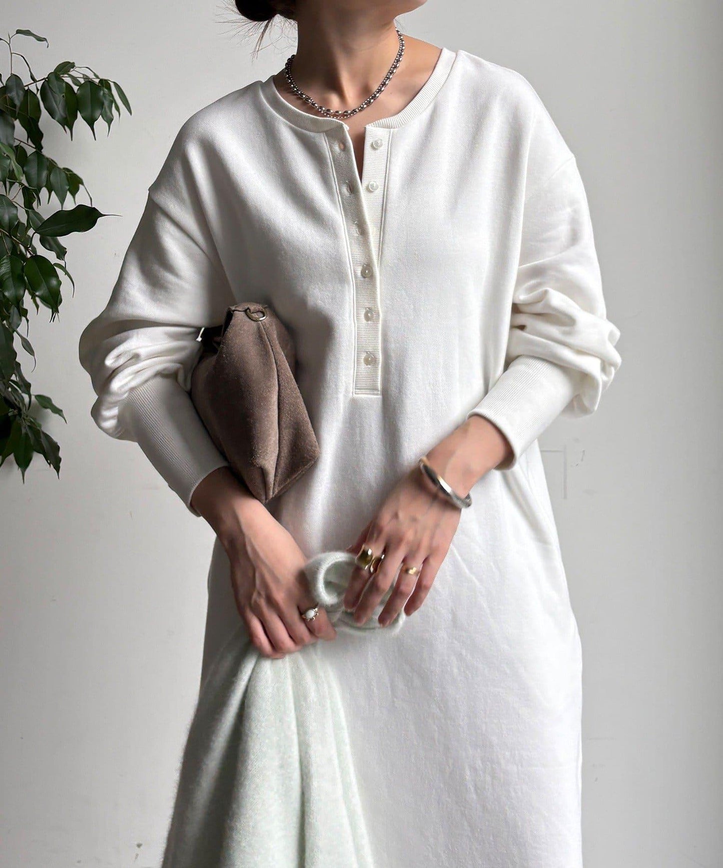 加絨加厚亨利領連衣裙