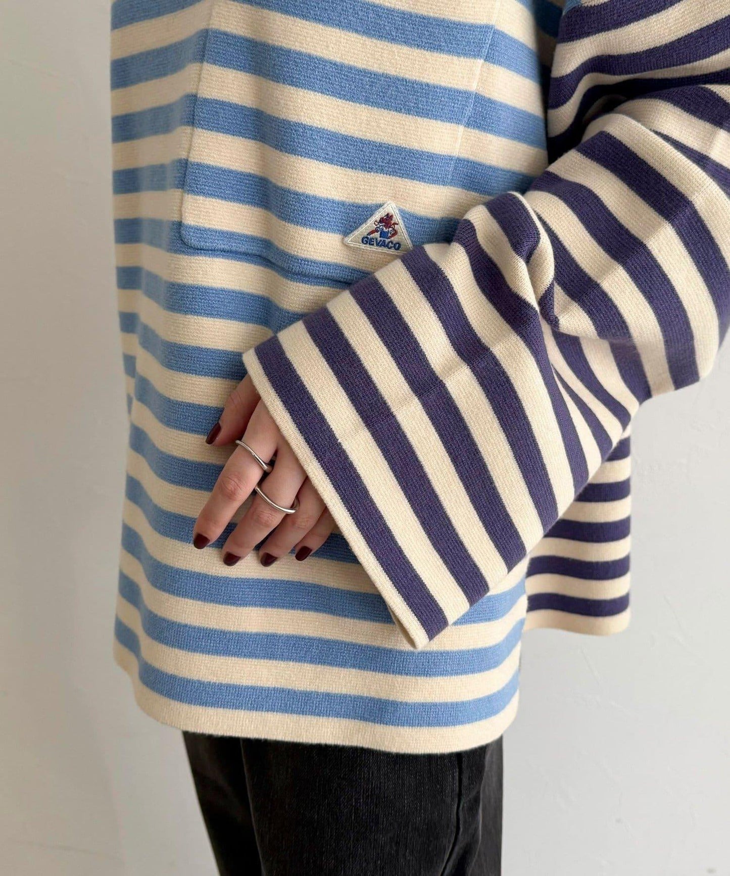 【GEVACO/ゲバコ】條紋針織套頭衫