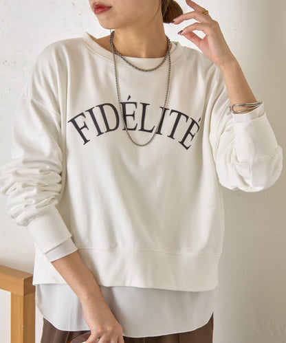 迷你毛圈植絨字母印花長袖T恤