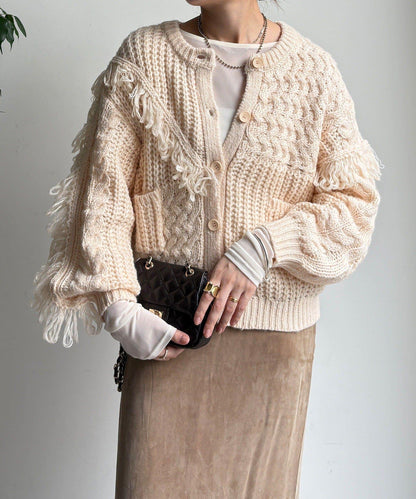 流蘇針織開衫