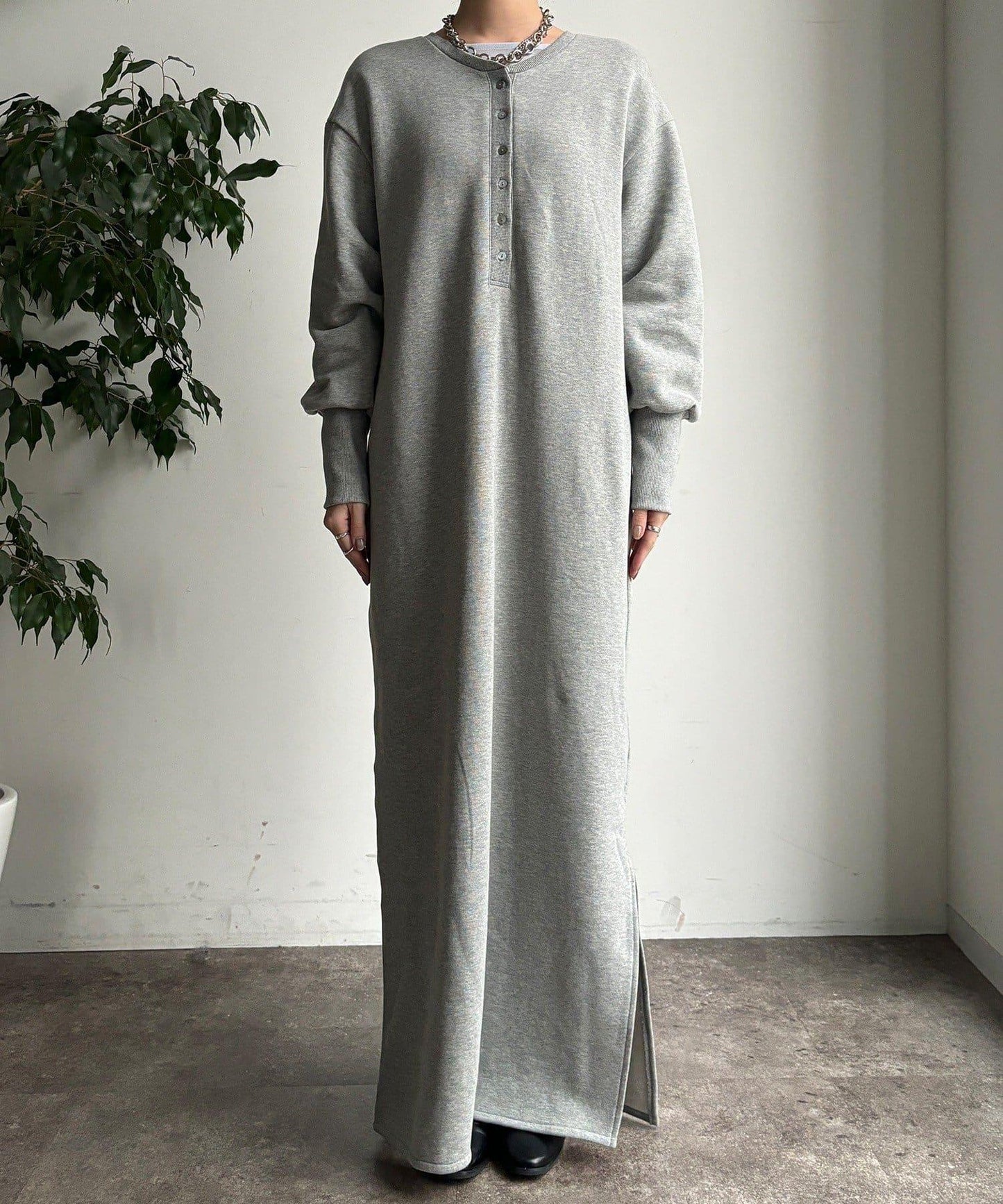 加絨加厚亨利領連衣裙