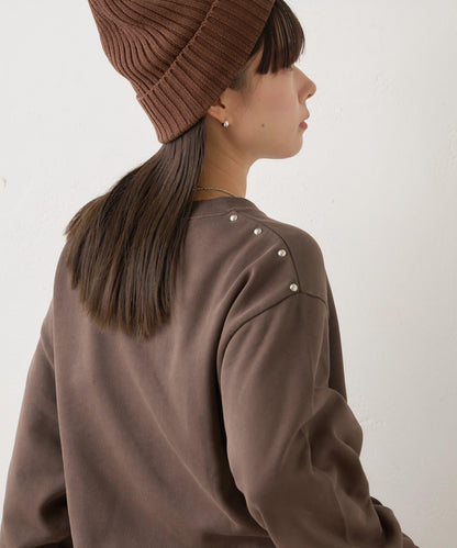 【WHIMSIC】水洗染色鉚釘裝飾衛衣套頭衫