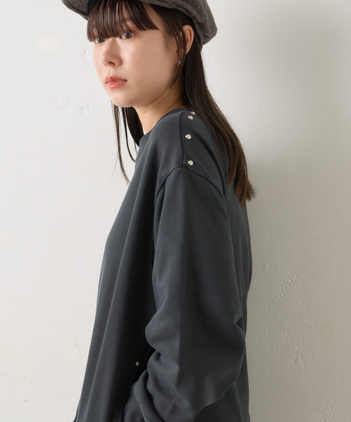 【WHIMSIC】水洗染色鉚釘裝飾衛衣套頭衫