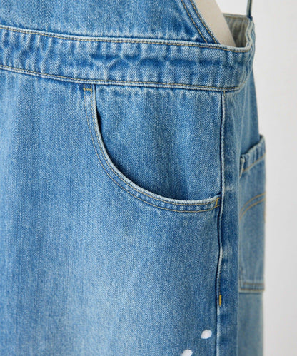 塗鴉牛仔吊帶連衣裙【SUM1 STYLE】