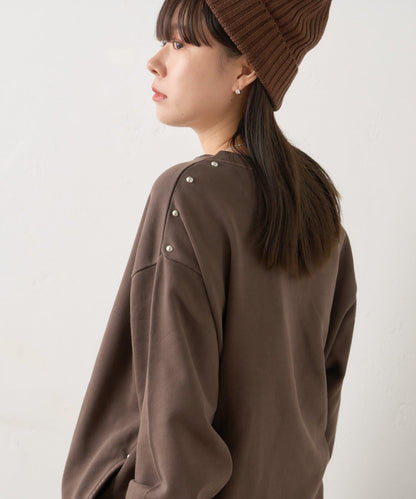 【WHIMSIC】水洗染色鉚釘裝飾衛衣套頭衫