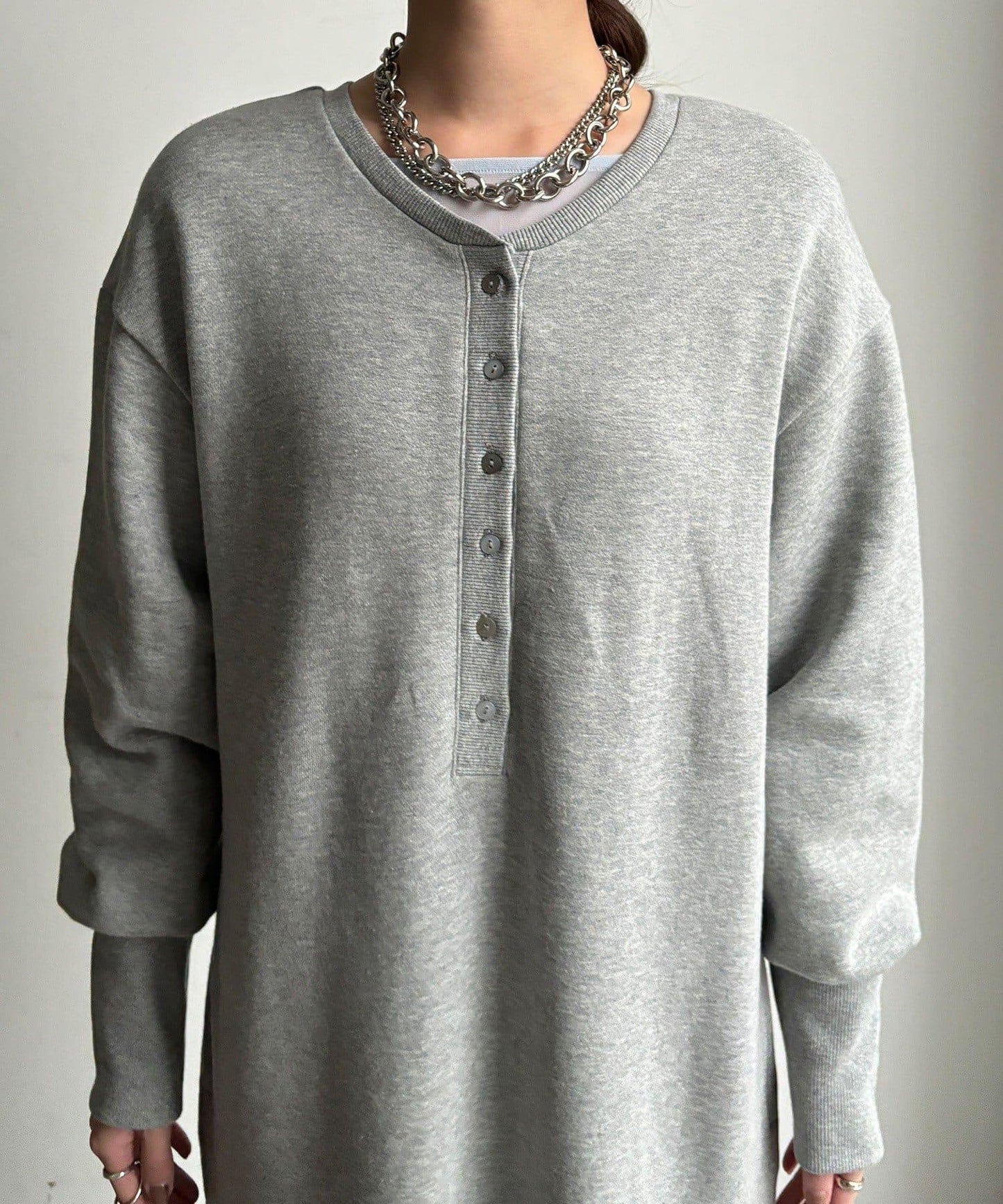 加絨加厚亨利領連衣裙