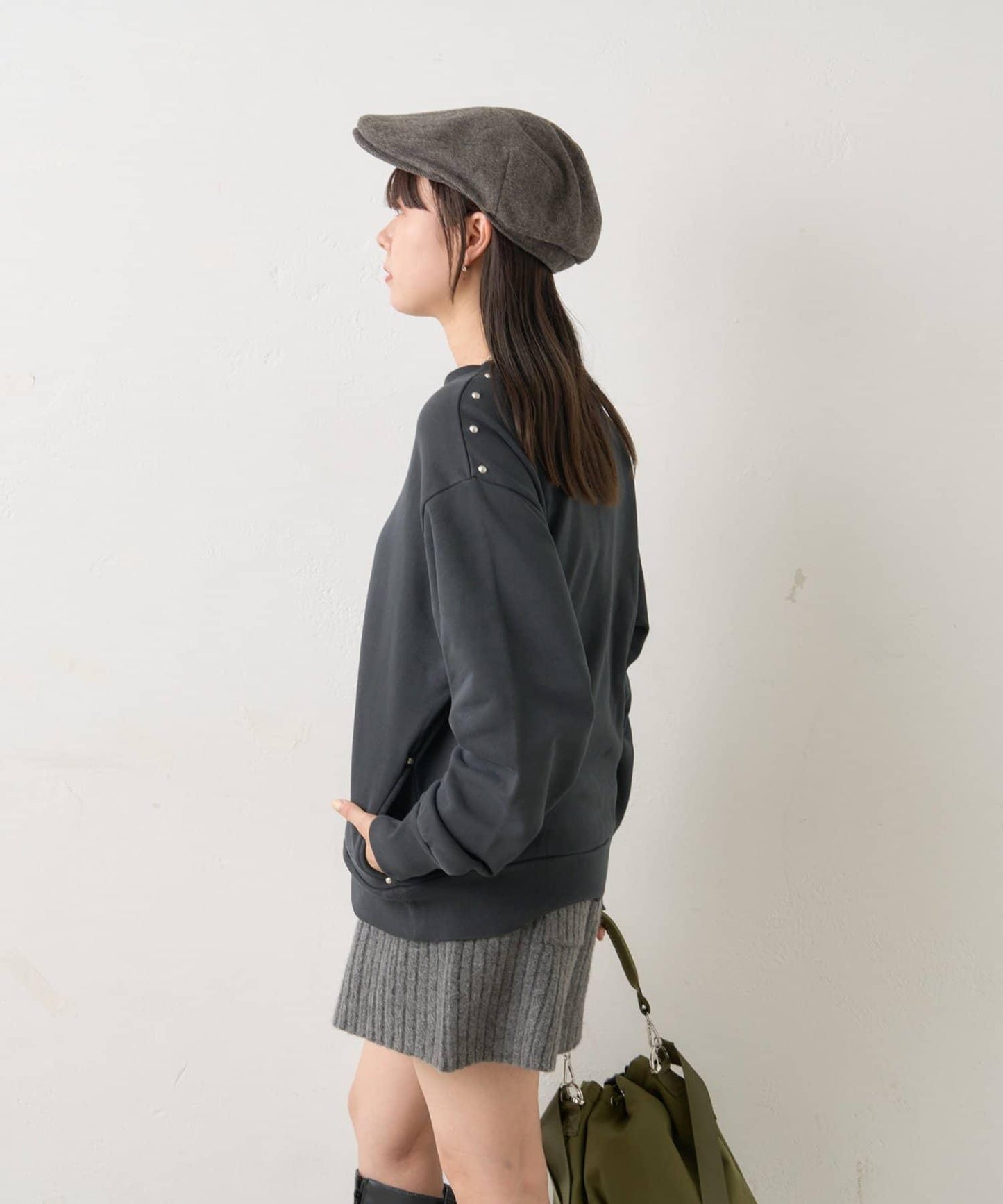 【WHIMSIC】水洗染色鉚釘裝飾衛衣套頭衫