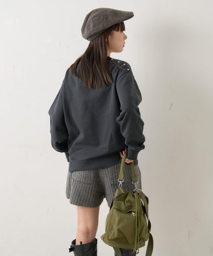 【WHIMSIC】水洗染色鉚釘裝飾衛衣套頭衫