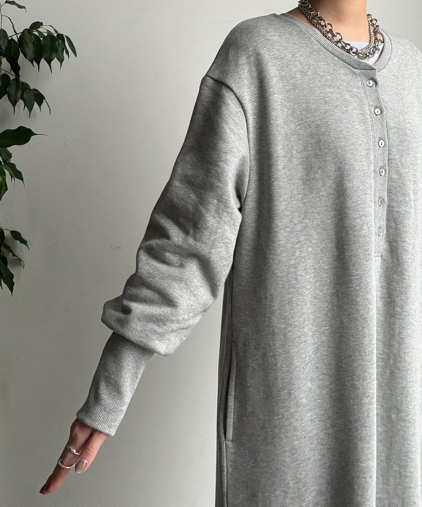 加絨加厚亨利領連衣裙