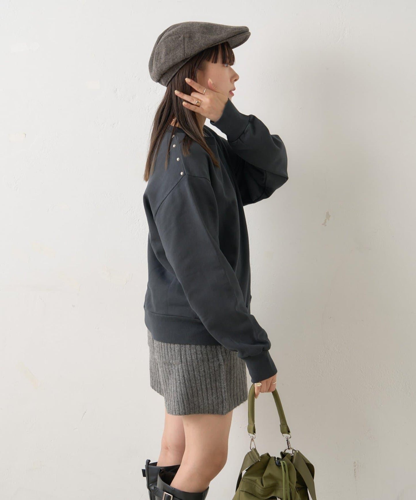 【WHIMSIC】水洗染色鉚釘裝飾衛衣套頭衫