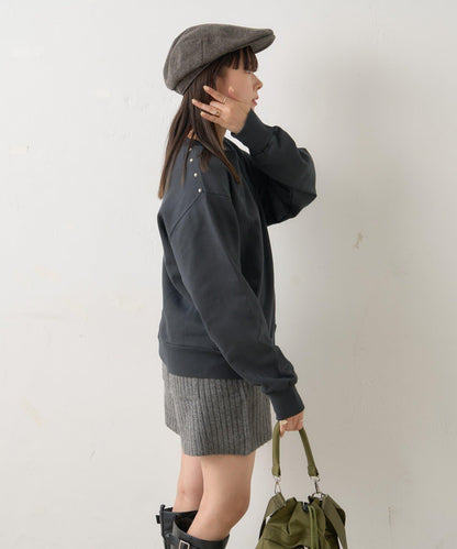 【WHIMSIC】水洗染色鉚釘裝飾衛衣套頭衫