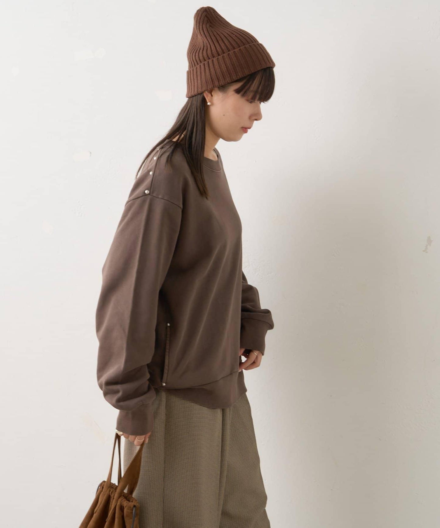 【WHIMSIC】水洗染色鉚釘裝飾衛衣套頭衫