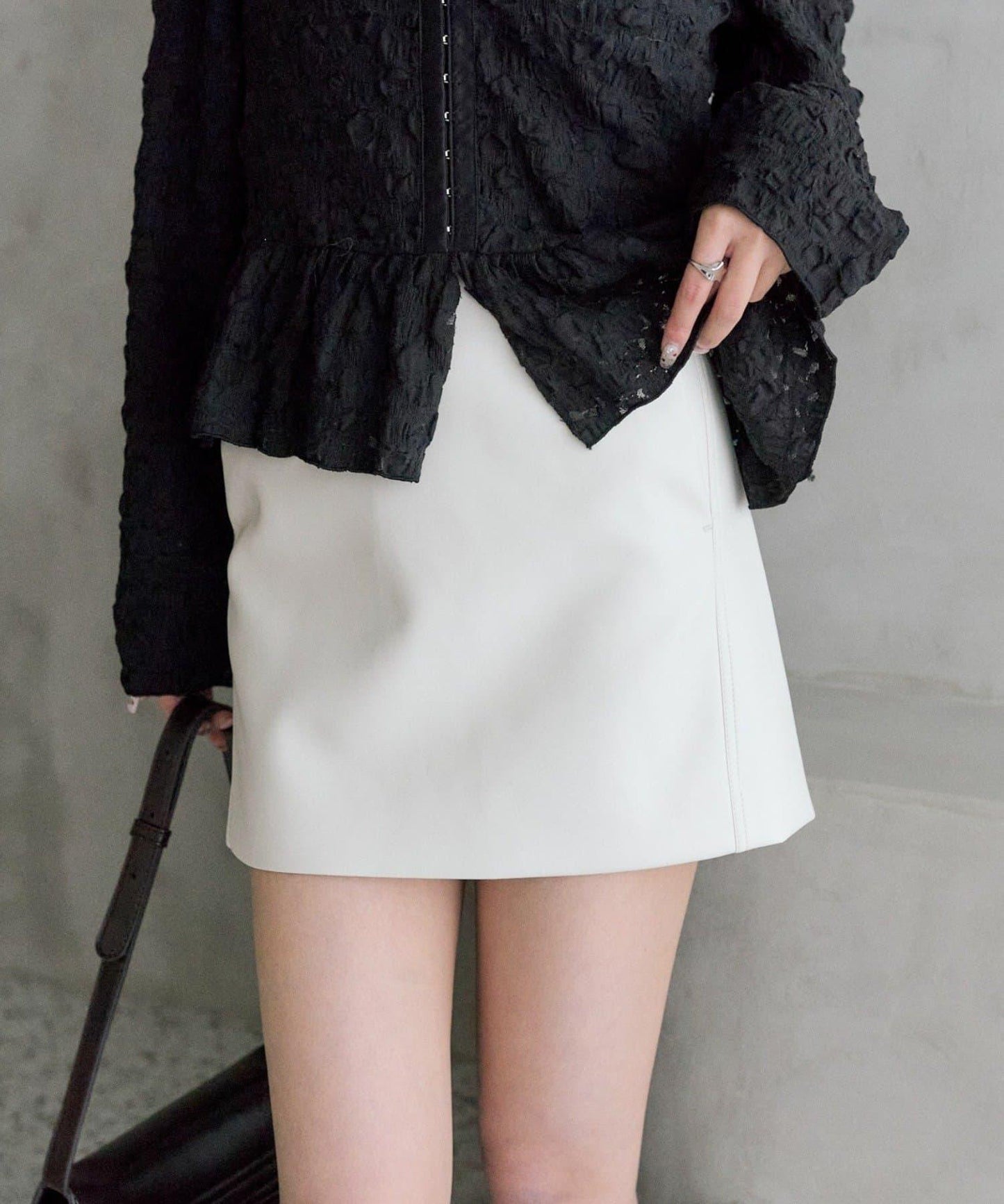 【推薦成套穿著◎】仿皮迷你裙