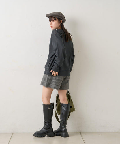 【WHIMSIC】水洗染色鉚釘裝飾衛衣套頭衫