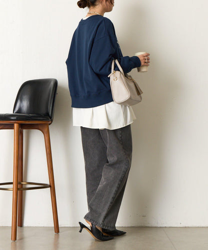 迷你毛圈植絨字母印花長袖T恤