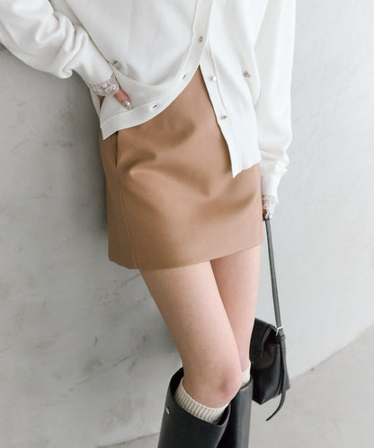 【推薦成套穿著◎】仿皮迷你裙