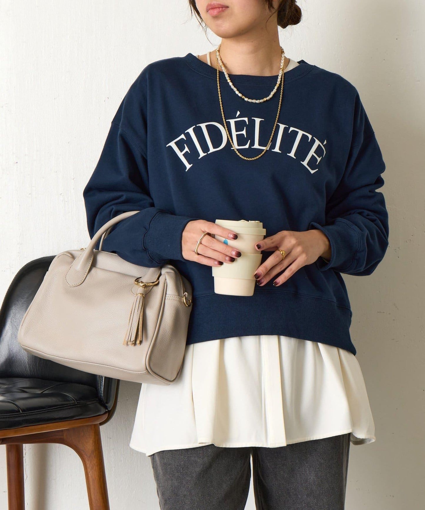 迷你毛圈植絨字母印花長袖T恤