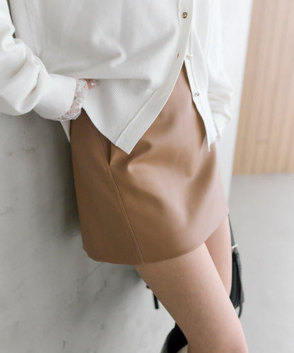 【推薦成套穿著◎】仿皮迷你裙