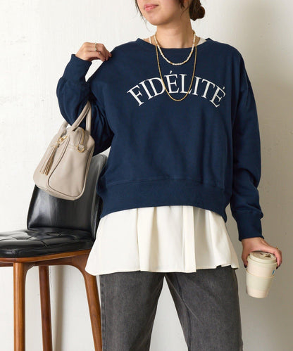 迷你毛圈植絨字母印花長袖T恤