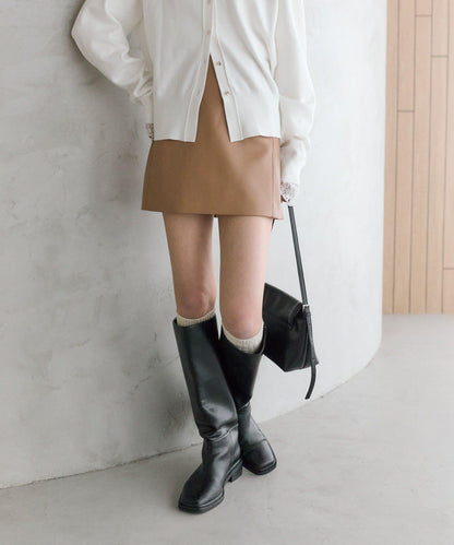 【推薦成套穿著◎】仿皮迷你裙