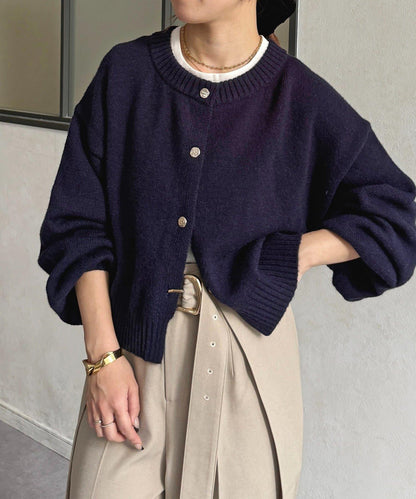 微妙色調紐扣短款開衫