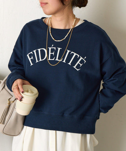 迷你毛圈植絨字母印花長袖T恤