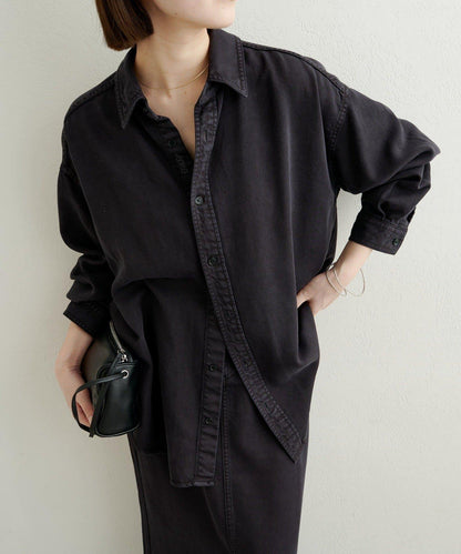 【可搭配套裝穿著◎】刺繡天絲柔軟寬鬆襯衫