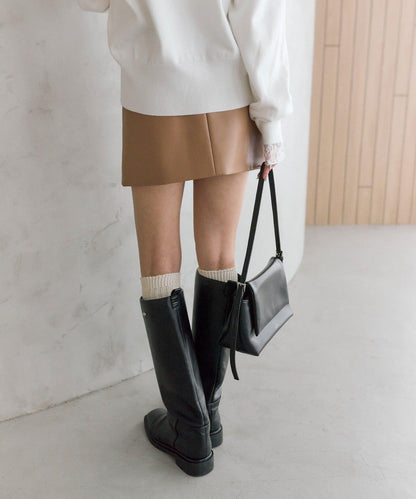 【推薦成套穿著◎】仿皮迷你裙