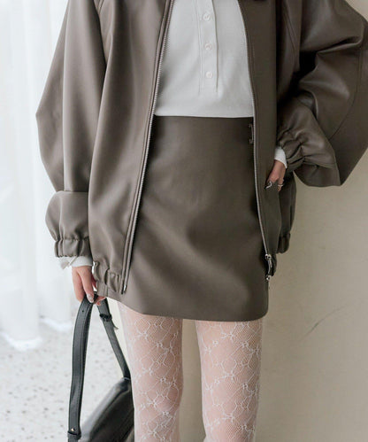 【推薦成套穿著◎】仿皮迷你裙