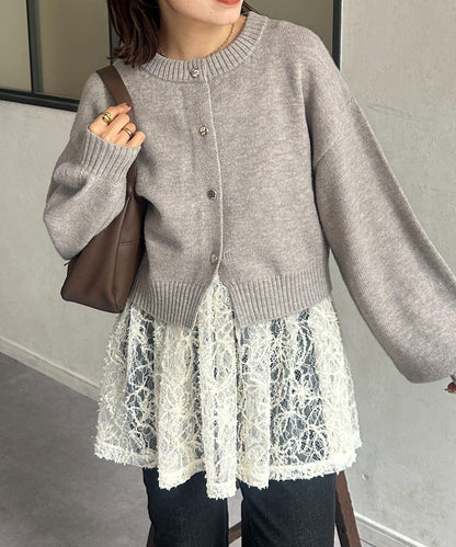 微妙色調紐扣短款開衫