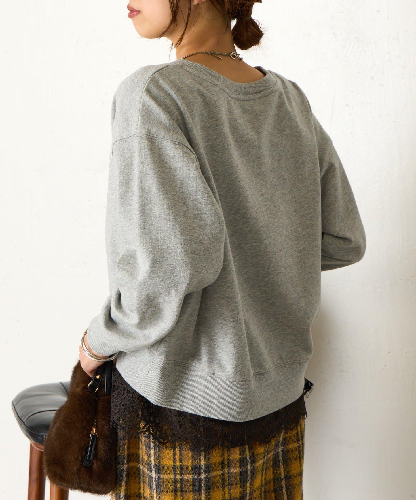 迷你毛圈植絨字母印花長袖T恤