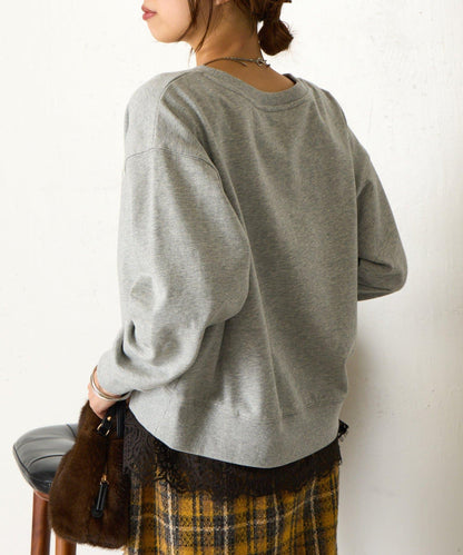 迷你毛圈植絨字母印花長袖T恤