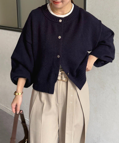 微妙色調紐扣短款開衫