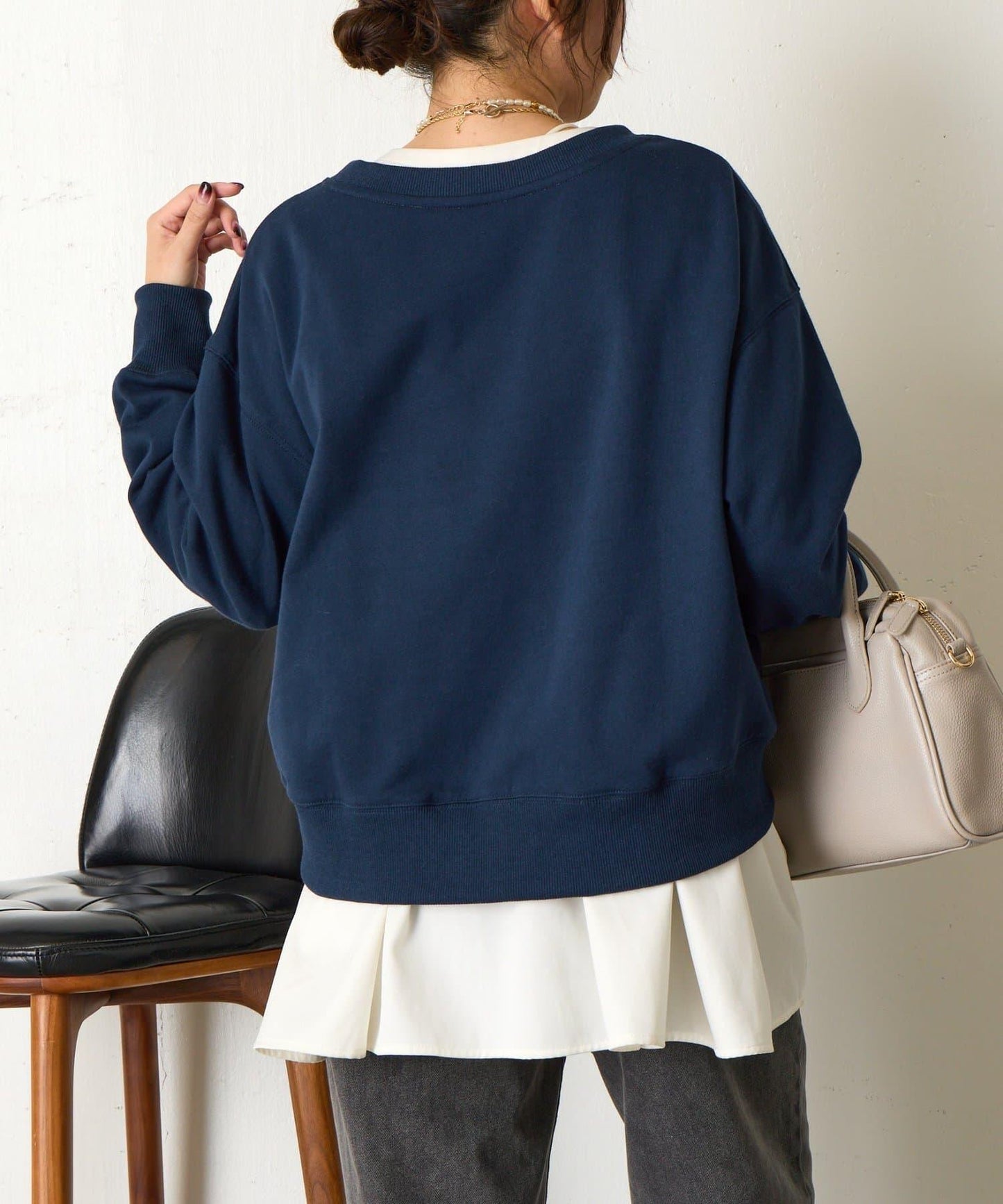 迷你毛圈植絨字母印花長袖T恤